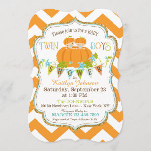 Invitations jumelles de baby shower d'automne de