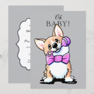 Invitations KiniArt Corgi rose et gris