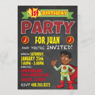 Invitations latines de super héros. Fête