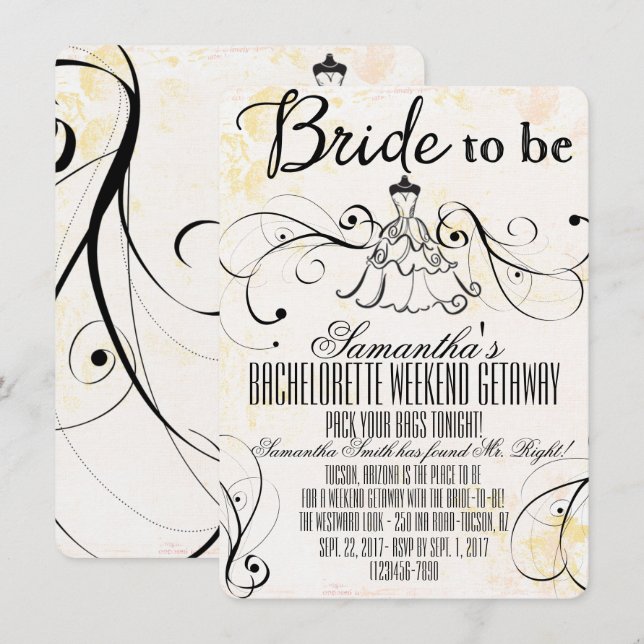 Invitations LBD Bachelorette Getaway (Devant / Derrière)