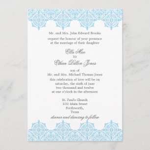 Invitations Light Blue Mariage damassé