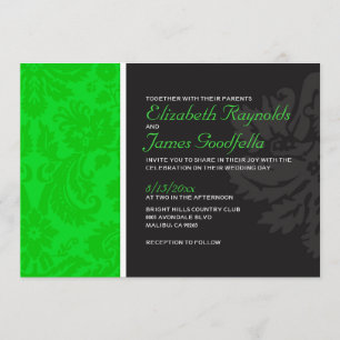 Invitations Lime Green Mariage damassé