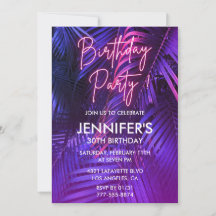 Invitations Luau 30e anniversaire Pink Neon Tropic