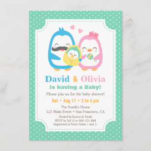 Invitations lunatiques de baby shower de famille