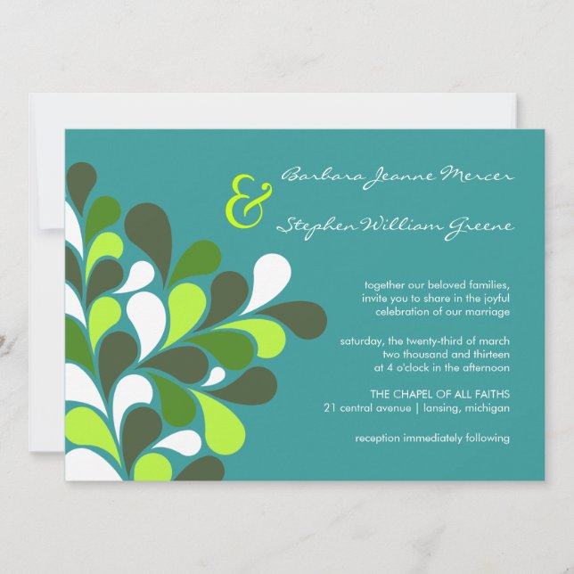 Invitations lunatiques modernes de mariage d'arbre (Devant)