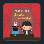 Invitations Magicien Kids Magic Birthday Party<br><div class="desc">Invitation vos enfants invités pour une fête d'anniversaire magique avec cette invitation de fête d'anniversaire mignonne et colorée. Le design a un petit garçon mignon dans un habit magicien de gilet en tailles noires et de cravate arc rouge avec une baguette magique dans la main. il joue le tour de...</div>