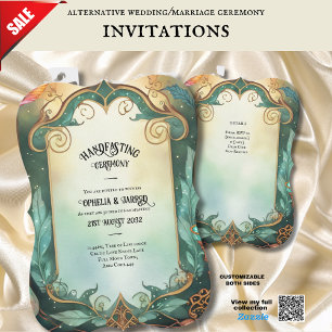 INVITATIONS MANIPULABLES ÉTHÉRÉAL VERT OR