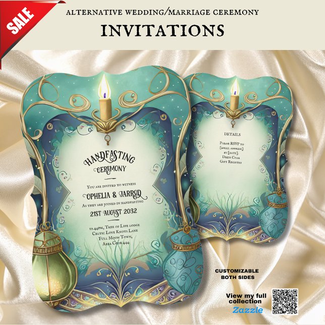 INVITATIONS MANIPULABLES ÉTHÉRÉAL VERT OR (Créateur téléchargé)