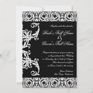 Invitations Mariage damassé Cercle noir et blanc