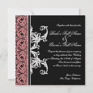 Invitations Mariage damassé Cercle noir et blanc