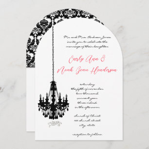 Invitations Mariage damassé du lustre noir