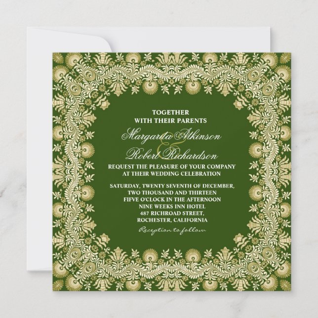 invitations mariage damassé élégantes (Devant)