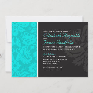 Invitations Mariage damassé Turquoises