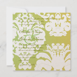 Invitations Mariage damassé verte et jaune