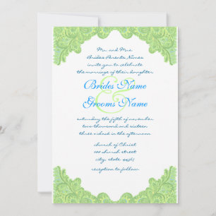 Invitations Mariage damassé vertes
