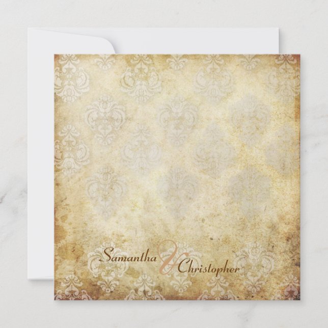 Invitations Mariage damassé Vintages (Devant)