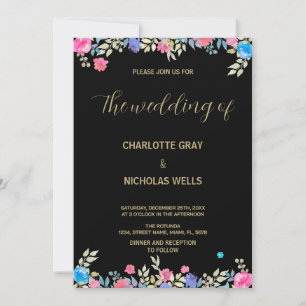 Invitations mariage rose Fleur