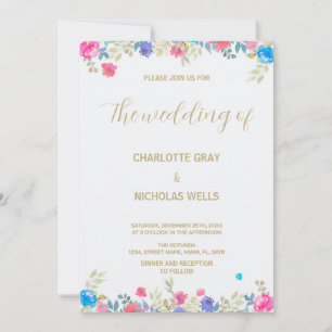 Invitations mariage rose Fleur