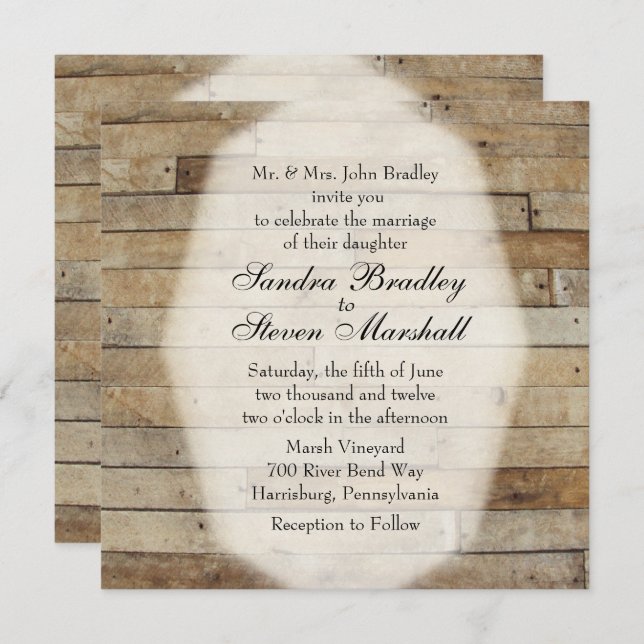 Invitations mariages campagnards (Devant / Derrière)