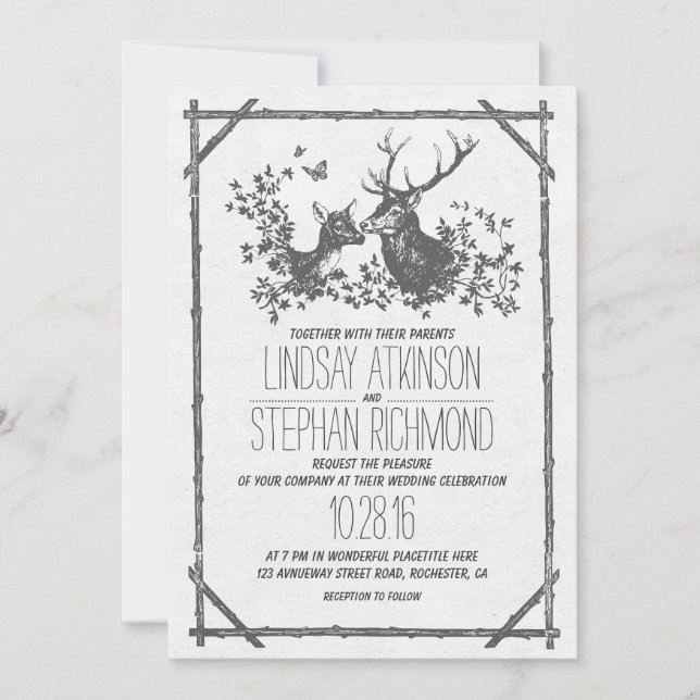 Invitations mariages campagnards rustiques avec ce (Devant)