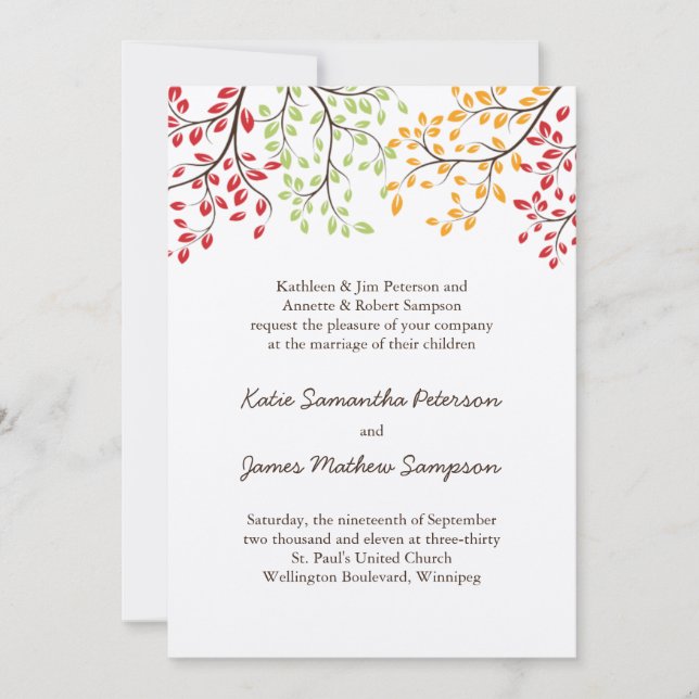 Invitations mariages de automne (Devant)