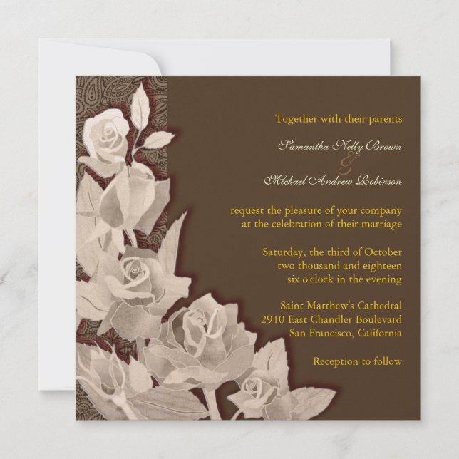 Invitations Mariages de automne Brown d'automne (Devant)