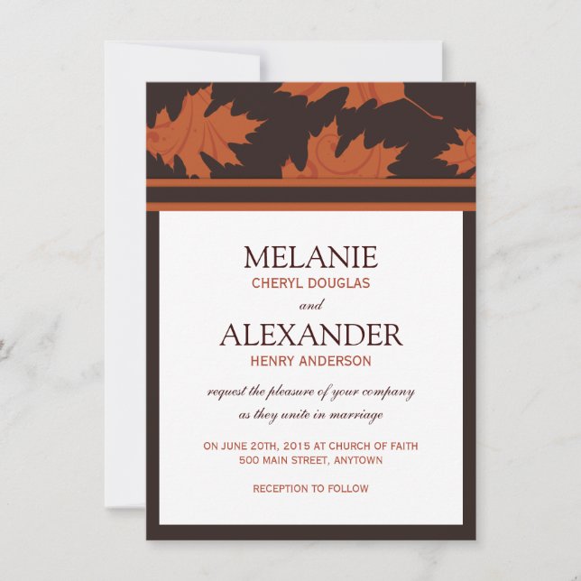 Invitations Mariages de automne personnalisables (Devant)