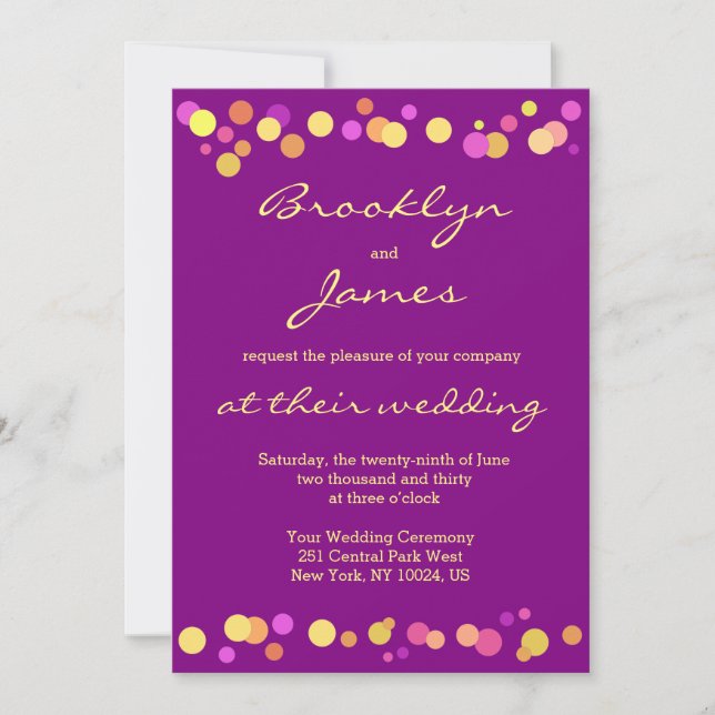 Invitations Mariages de automne violettes modernes (Devant)