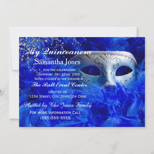 Invitations masquantes de Quinceanera (Devant)
