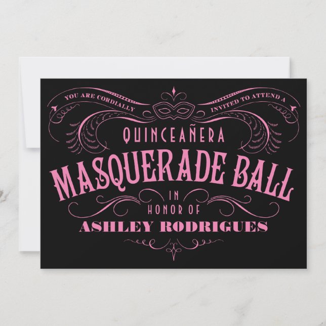 Invitations masquantes de Quinceanera (Devant)