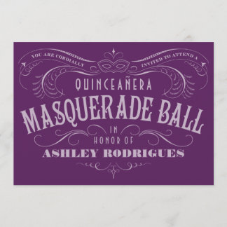 Invitations masquées de Quinceanera violet