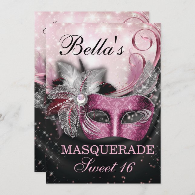 Invitations Masquerade Anniversaire (Devant / Derrière)