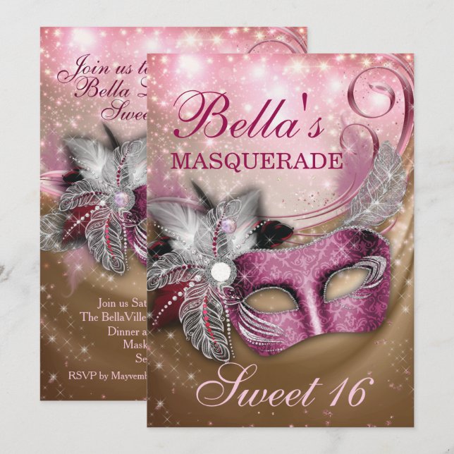 Invitations Masquerade Anniversaire (Devant / Derrière)