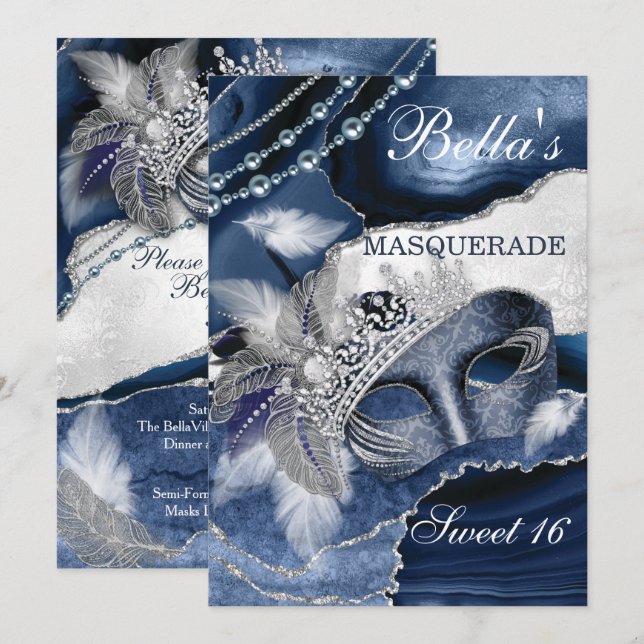 Invitations Masquerade Anniversaire (Devant / Derrière)