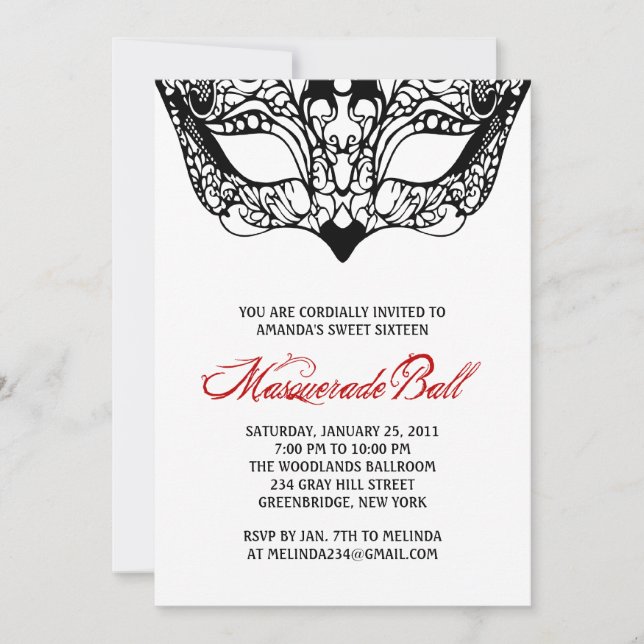 Invitations Masquerade Blanches (Devant)