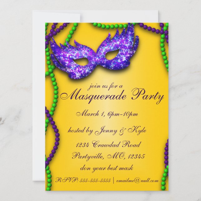 Invitations Masquerade Party Purple Mask (Devant)
