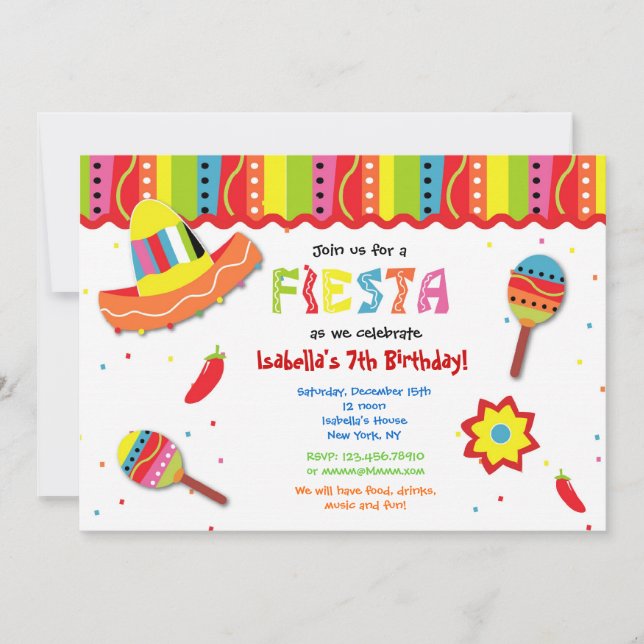 Invitations mexicaines à l'anniversaire du fiesta (Devant)