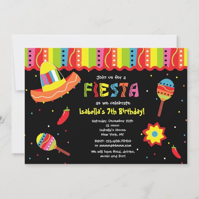 Invitations mexicaines de fête d'anniversaire de (Devant)