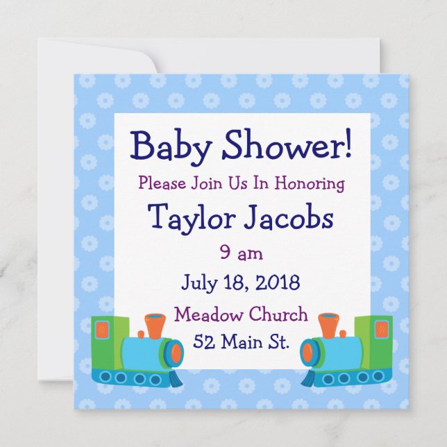 Invitations mignonnes de baby shower de train de (Devant)