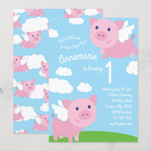 Invitations mignonnes de ęr anniversaire de porcs