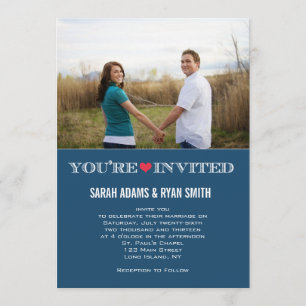 Invitations mignonnes de photo de mariage de rouge