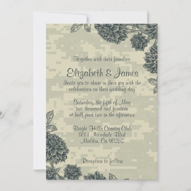 Invitations militaires élégantes de mariage (Devant)