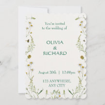 Invitations minimalistes florales fleurs sauvages