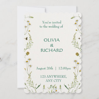 Invitations minimalistes florales fleurs sauvages