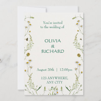 Invitations minimalistes florales fleurs sauvages
