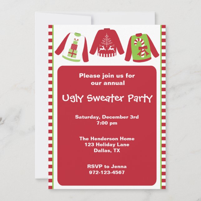 Invitations moches de Noël Sweater Party (Devant)
