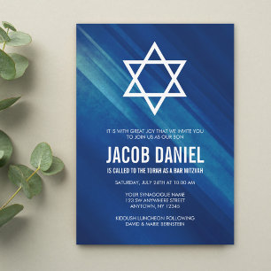 Invitations Moderne Blue Grunge Bar Mitzvah