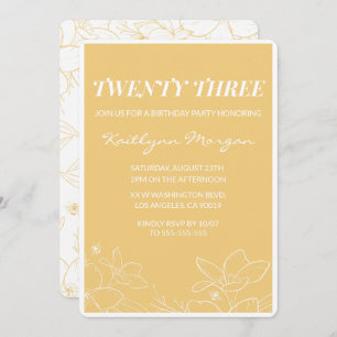 Invitations modernes 23e anniversaire Floral Jaune