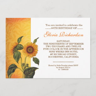 invitations modernes à l'anniversaire du tournesol