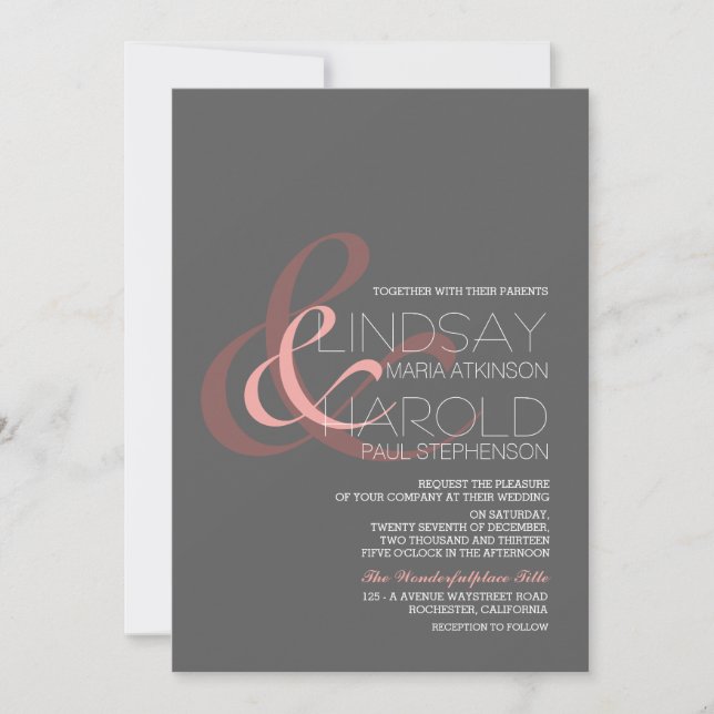 Invitations modernes à un mariage (Devant)